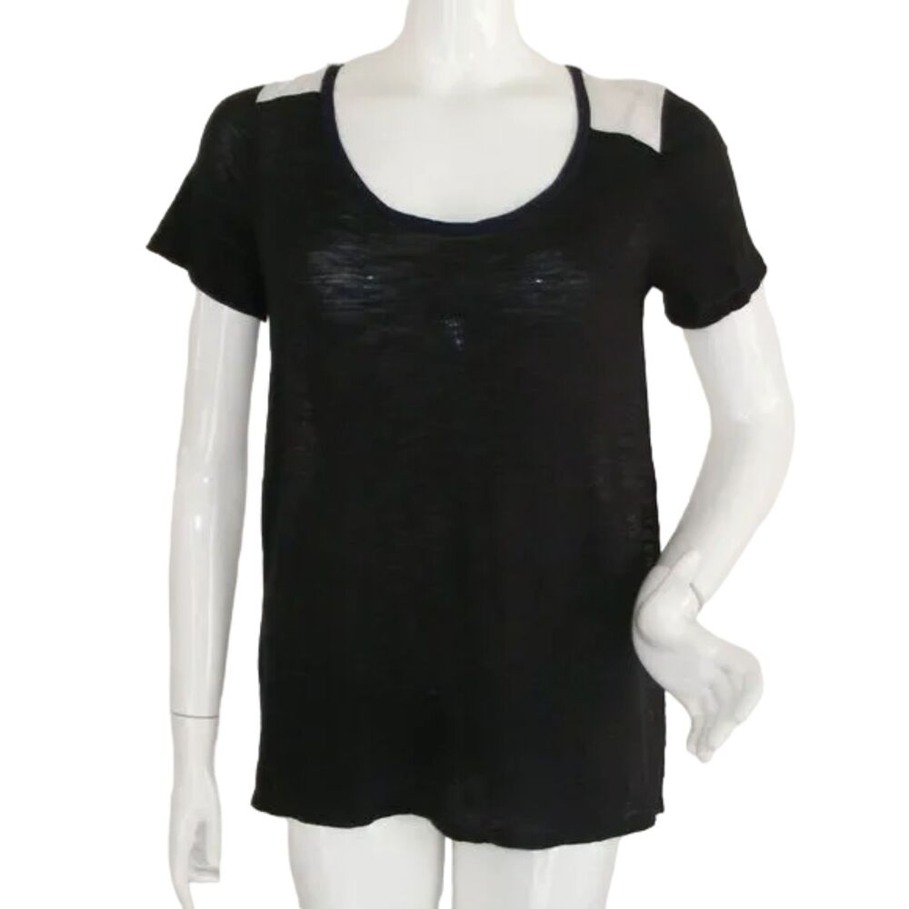 VINCE Tee, S, Black & White, Burnout, Color block, Short sleeves, Lightweight